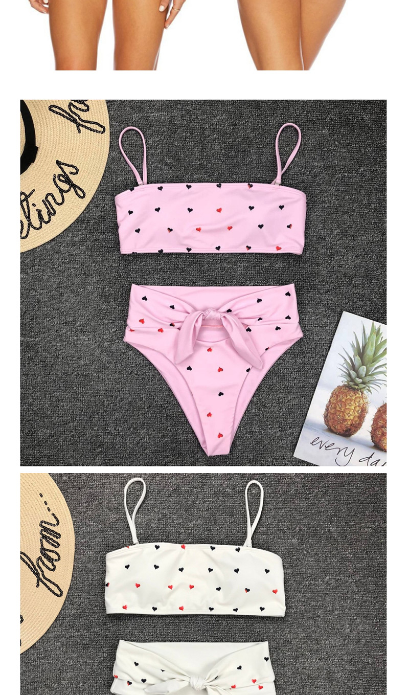 Fashion Pink Belted Love Print High Waist Bikini,Bikini Sets
