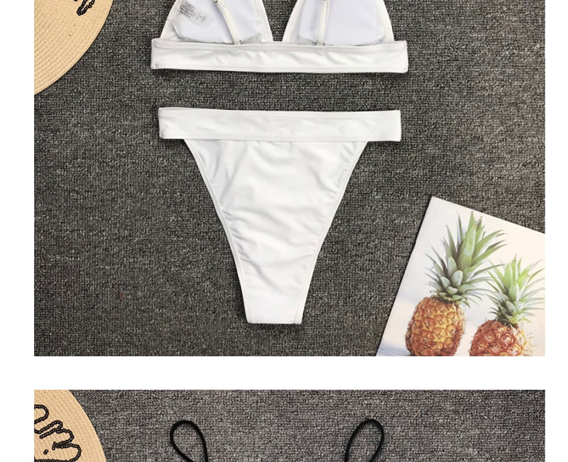 Fashion White Bright Crystal Belt High Waist Split Swimsuit,Bikini Sets