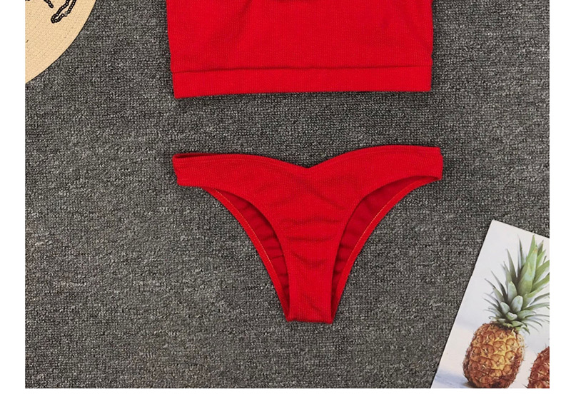 Fashion Red Solid Color Split Swimsuit,Bikini Sets