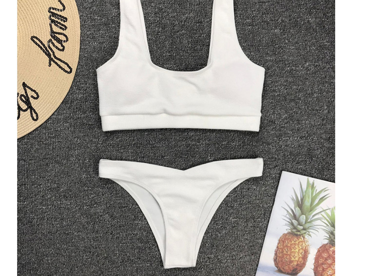 Fashion White Solid Color Split Swimsuit,Bikini Sets