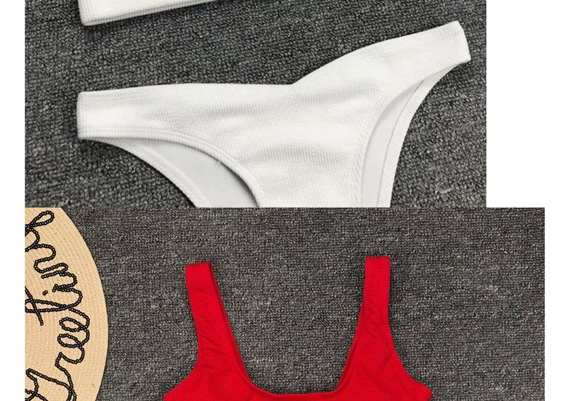 Fashion White Solid Color Split Swimsuit,Bikini Sets