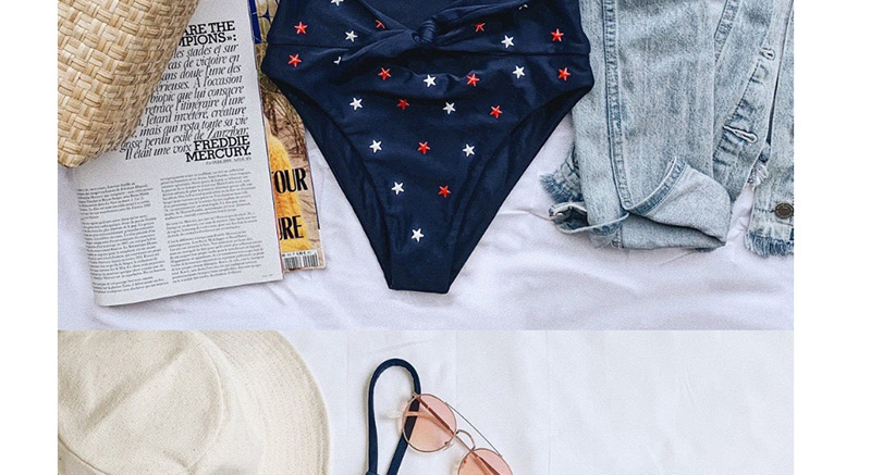 Fashion Navy Star Three-dimensional Printing High Waist Lace Split Swimsuit,Bikini Sets