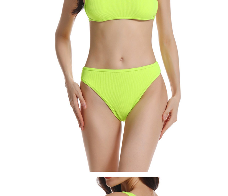 Fashion Fluorescent Yellow High Waist Split Swimsuit,Bikini Sets