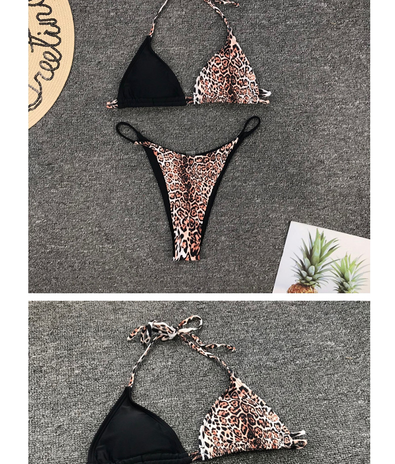 Fashion Leopard Splicing Split Swimsuit,Bikini Sets