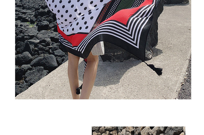 Fashion Black And White Ripple Point Beach Towel Sunscreen Shawl Dual Purpose,Thin Scaves