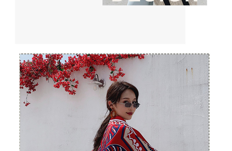 Fashion Red Geometry Oversized Sunscreen Shawl,Thin Scaves