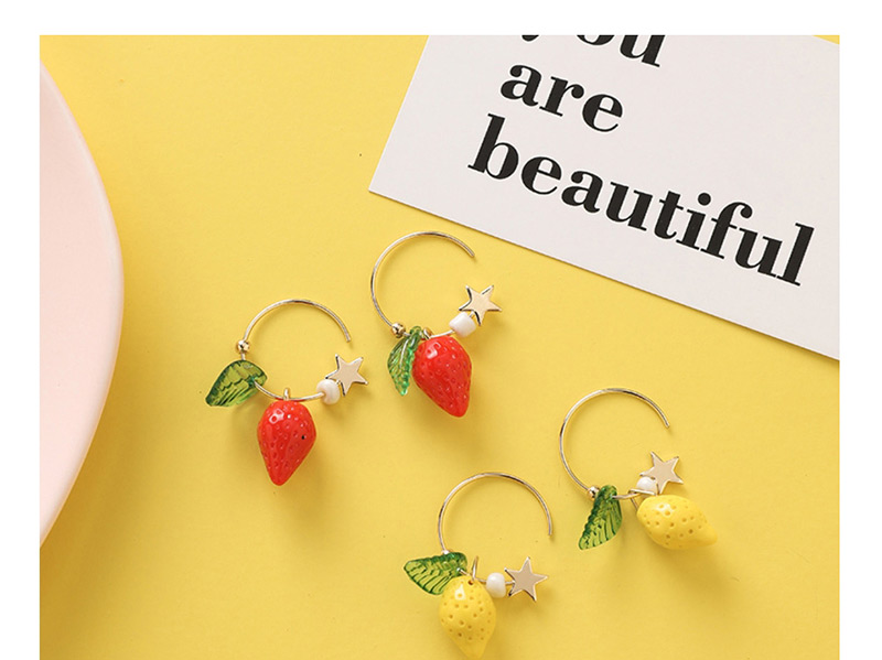 Fashion Yellow Star Lemon Strawberry Earrings,Hoop Earrings