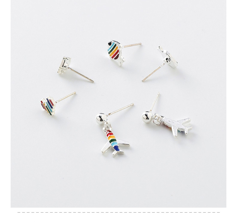 Fashion Aircraft  Silver Needle Rainbow Cartoon Earrings,Drop Earrings