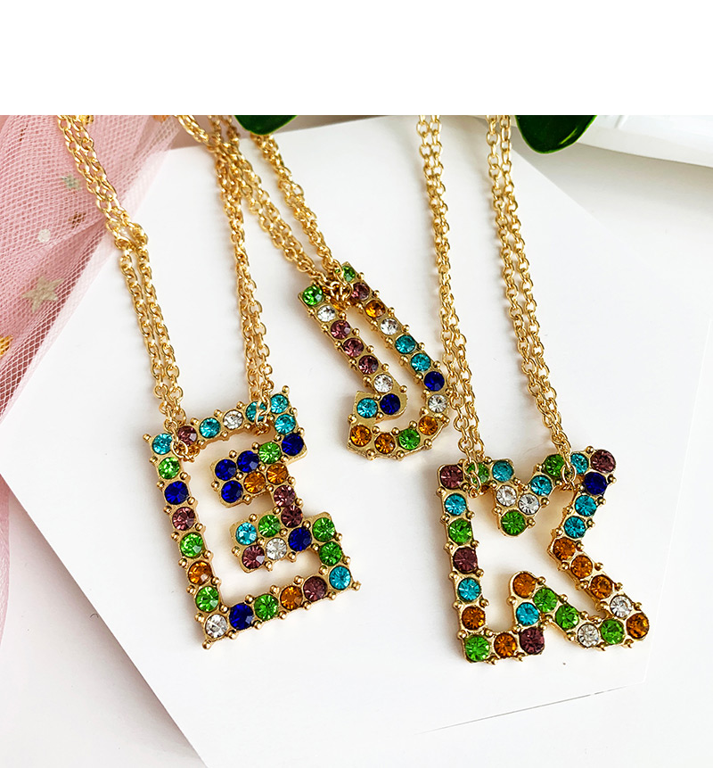 Fashion Letter E Alloy Diamond Alphabet Necklace,Pendants