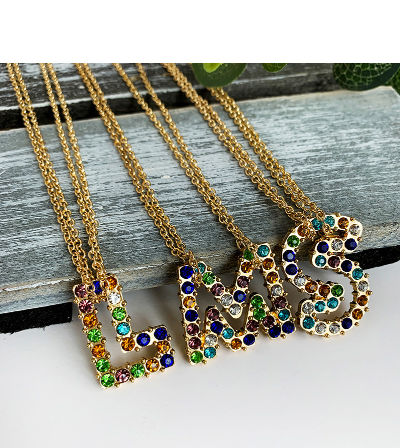 Fashion Letter C Alloy Diamond Alphabet Necklace,Pendants