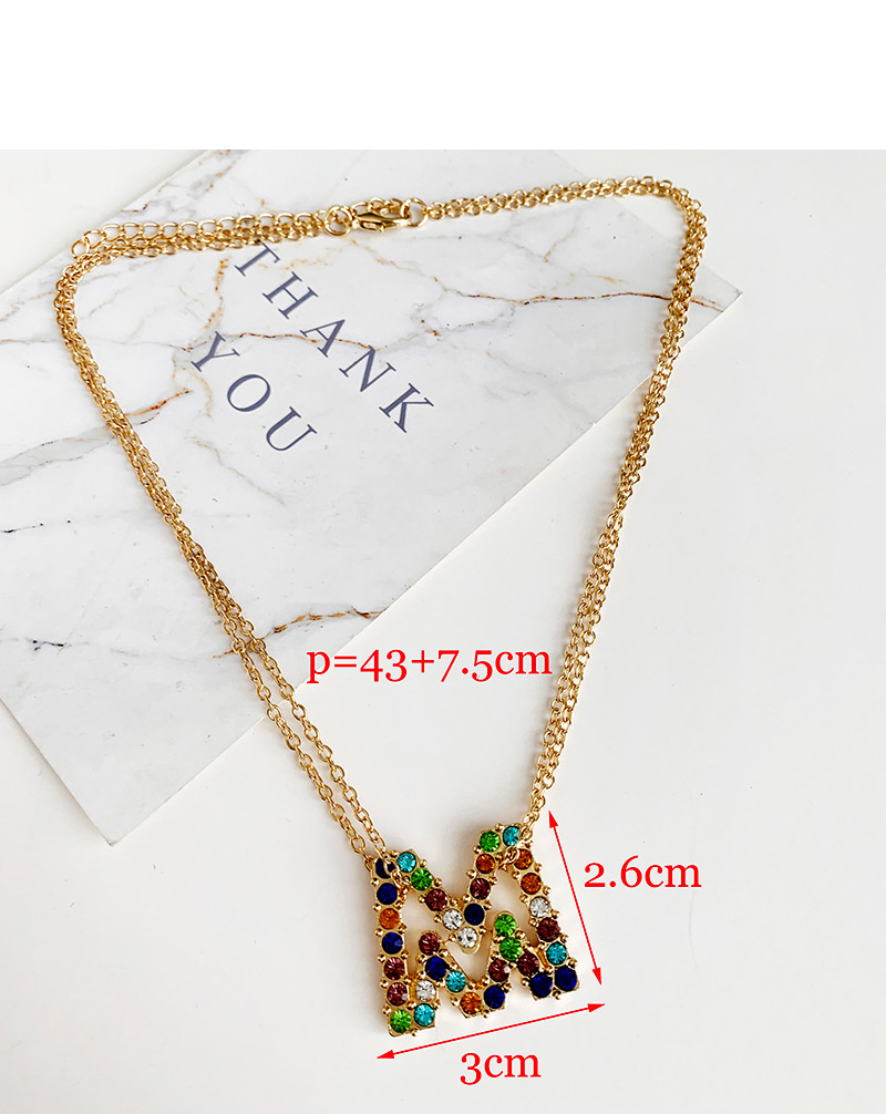 Fashion Letter A Alloy Diamond Alphabet Necklace,Pendants