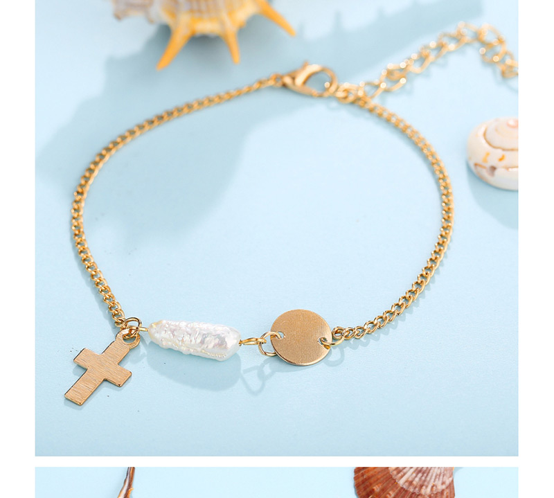 Fashion Gold Sequined Cross Freshwater Pearl Bracelet,Fashion Bracelets
