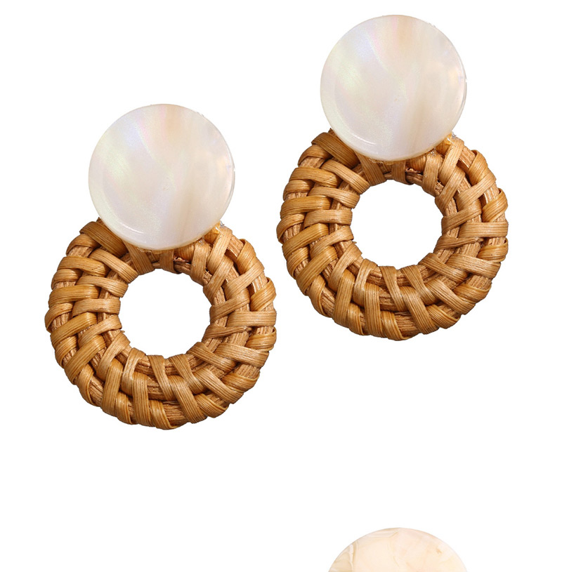 Fashion White Color Acrylic Wooden Woven Earrings,Drop Earrings