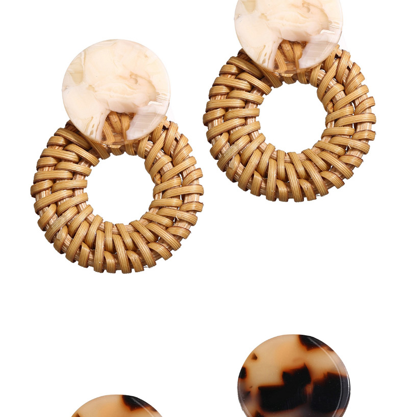 Fashion Front Leopard Acrylic Wooden Woven Earrings,Drop Earrings