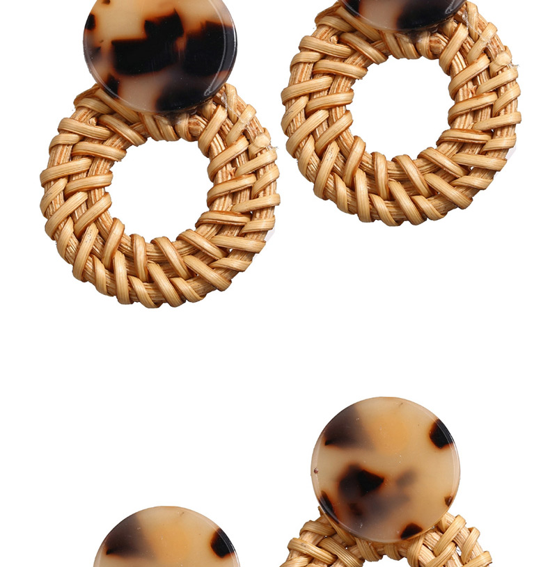 Fashion Front Leopard Acrylic Wooden Woven Earrings,Drop Earrings