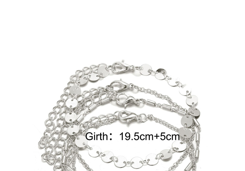 Fashion Silver Sequined Bamboo Chain Anklet Four-piece,Fashion Anklets