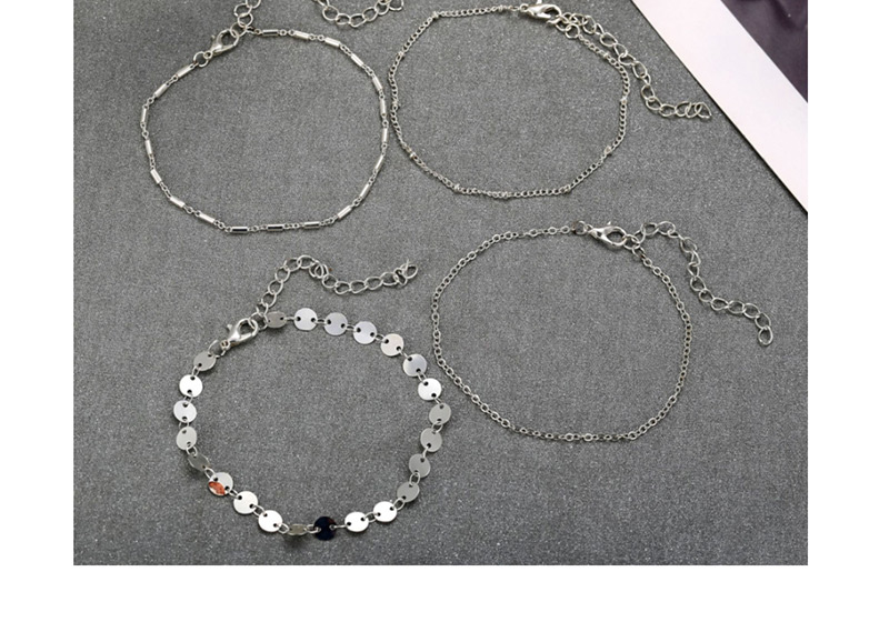 Fashion Silver Sequined Bamboo Chain Anklet Four-piece,Fashion Anklets