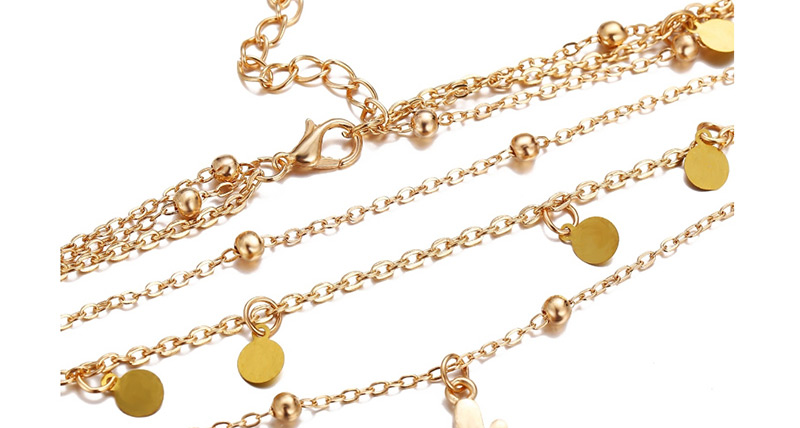 Fashion Gold Cactus Sequins Multi-layer Necklace,Multi Strand Necklaces
