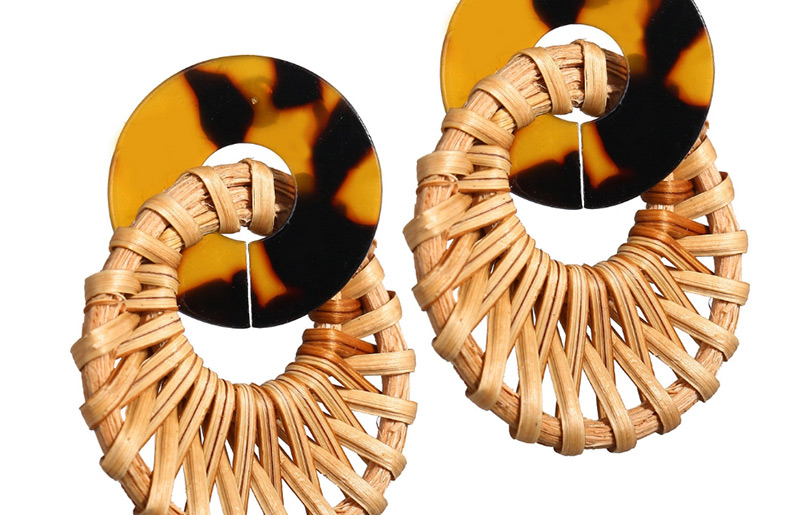 Fashion Camel Openwork Acrylic Wooden Woven Earrings,Drop Earrings