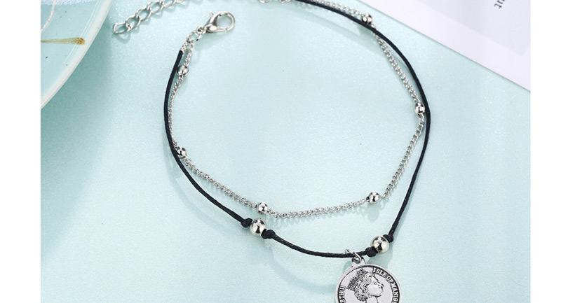Fashion Silver Human Head Seal 2 Layer Anklet Set,Fashion Anklets