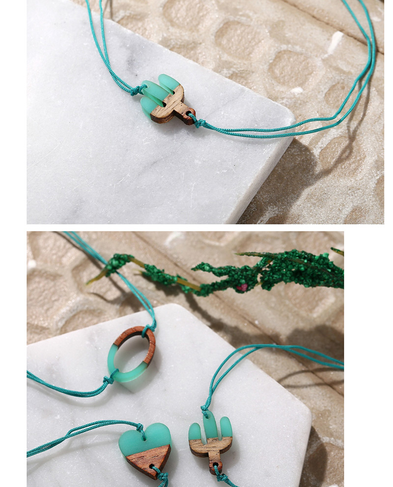 Fashion Cactus Green Braided Wood Push-pull Bracelet,Fashion Bracelets