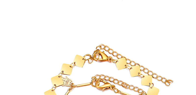 Fashion Gold Metal Square Piece Palm Anklet Two-piece,Fashion Anklets