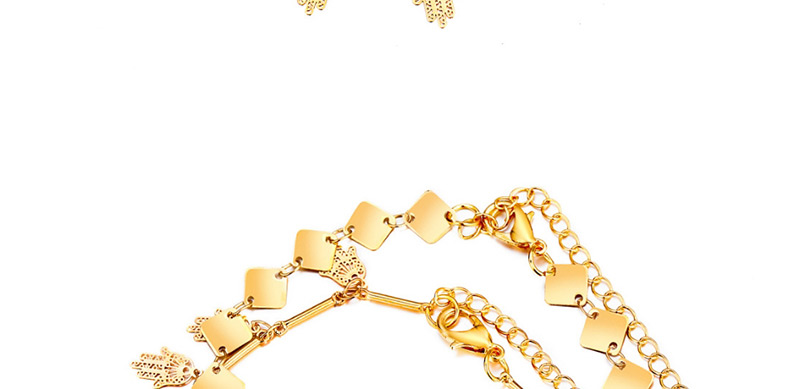 Fashion Gold Metal Square Piece Palm Anklet Two-piece,Fashion Anklets