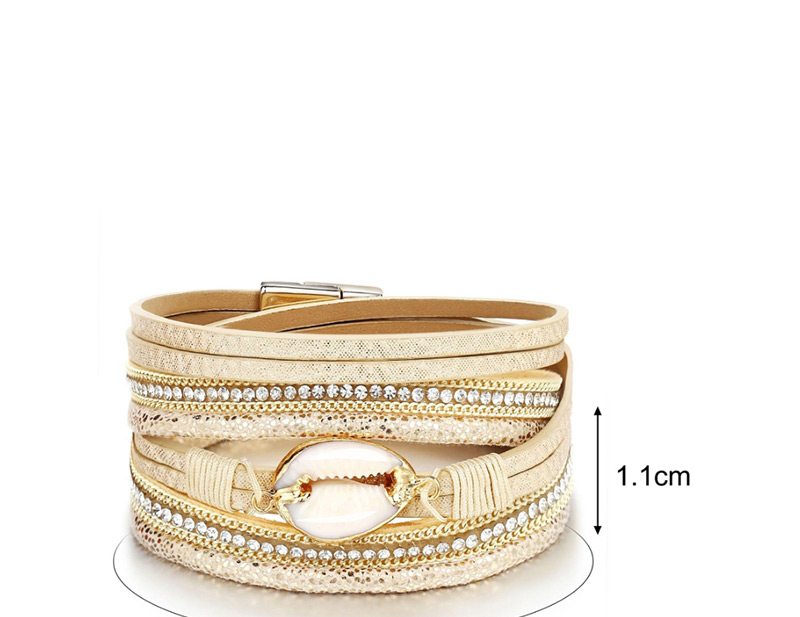 Fashion White Natural Shell Magnetic Buckle Faux Leather Bracelet,Fashion Bracelets