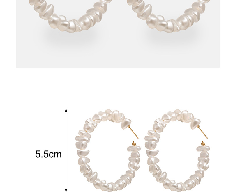 Fashion White Irregular Faux Pearl C-shaped Beaded Earrings,Hoop Earrings