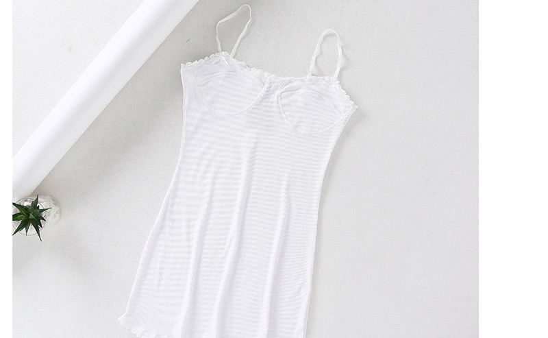 Fashion White Lace-trimmed Threaded Dress,Mini & Short Dresses