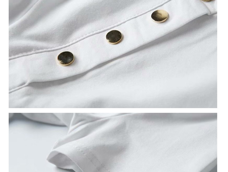Fashion Black Polo Collar Diagonal Short-sleeved T-shirt,Tank Tops & Camis
