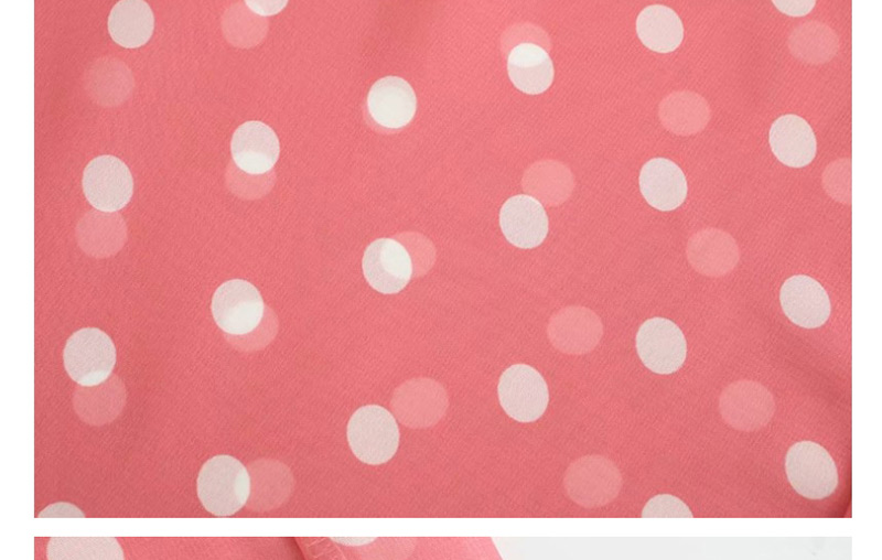Fashion Pink Polka Dot Printed Lapels Single-breasted Shirt,Long Dress