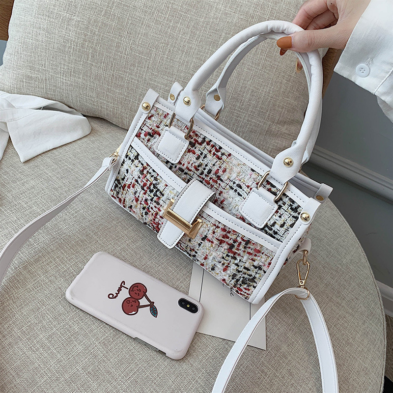 Fashion White Woolen Stitching Shoulder Bag,Handbags