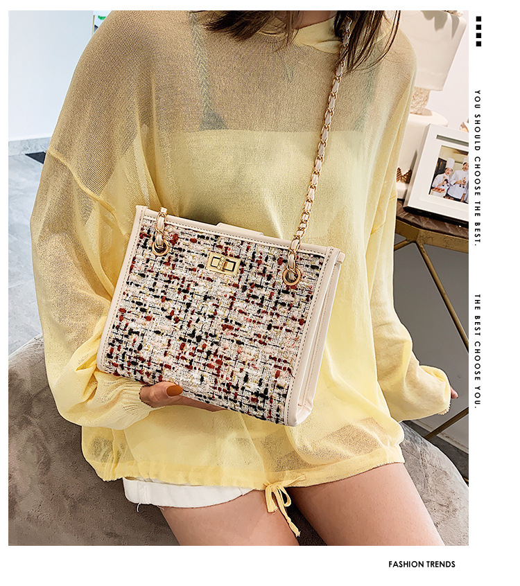 Fashion Yellow Woolen Stitching Shoulder Messenger Bag,Shoulder bags