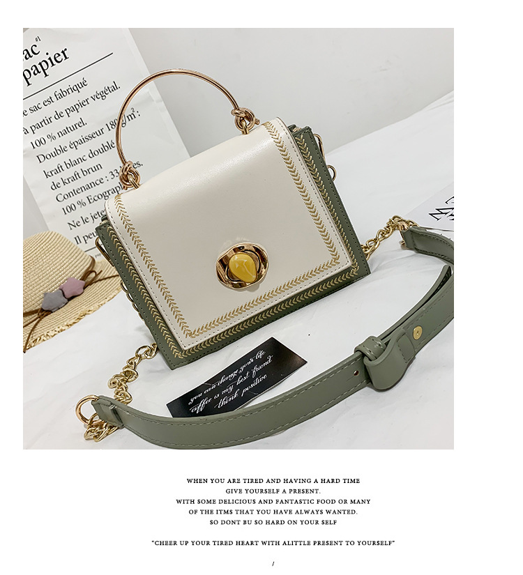 Fashion Green With White Metal Knotted Clasp Rivet Shoulder Shoulder Bag,Handbags