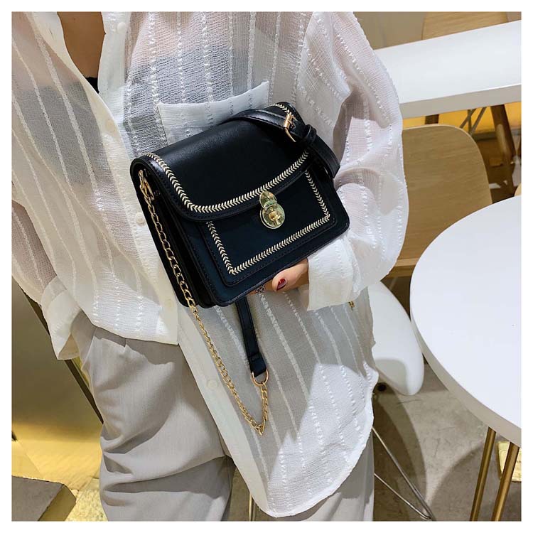 Fashion Black Pu Contrast Color Stitching Shoulder Messenger Bag,Shoulder bags