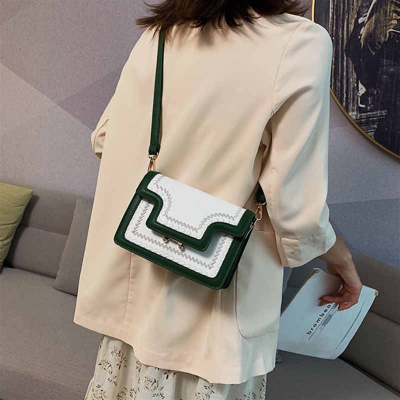 Fashion Green Embroidered Stitching Contrast Color Shoulder Bag,Shoulder bags