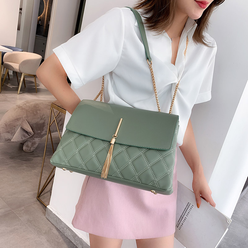 Fashion Green Lingge Tassel Shoulder Shoulder Bag,Shoulder bags