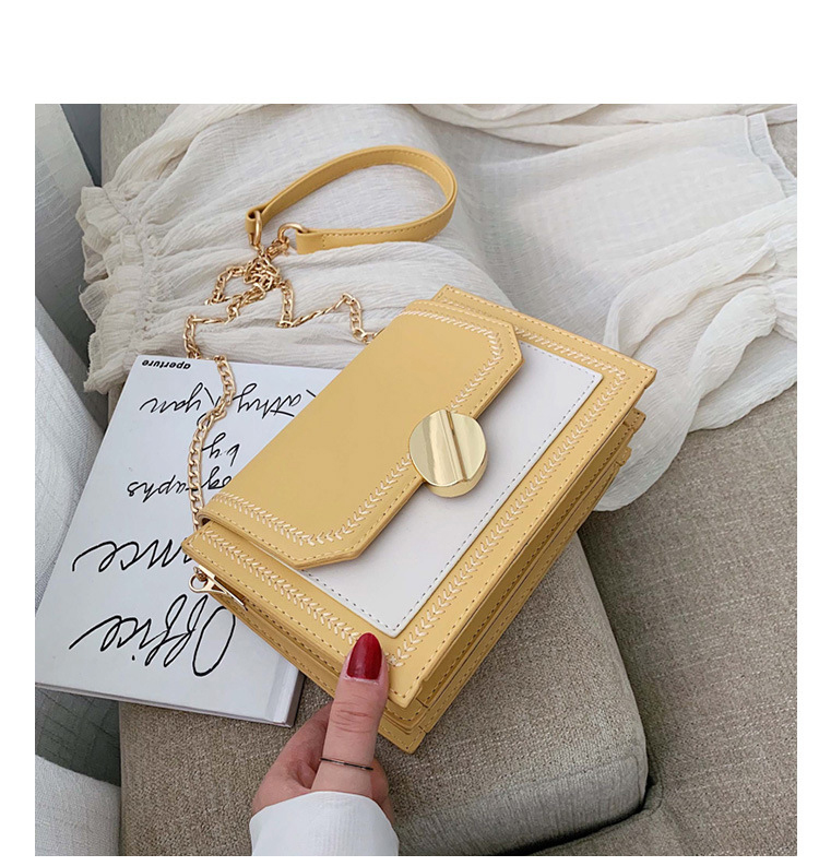 Fashion Yellow Chain Contrast Color Shoulder Messenger Bag,Shoulder bags
