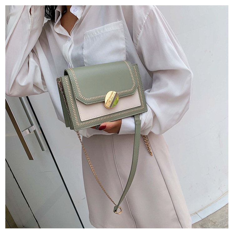 Fashion Matcha Green Chain Contrast Color Shoulder Messenger Bag,Shoulder bags