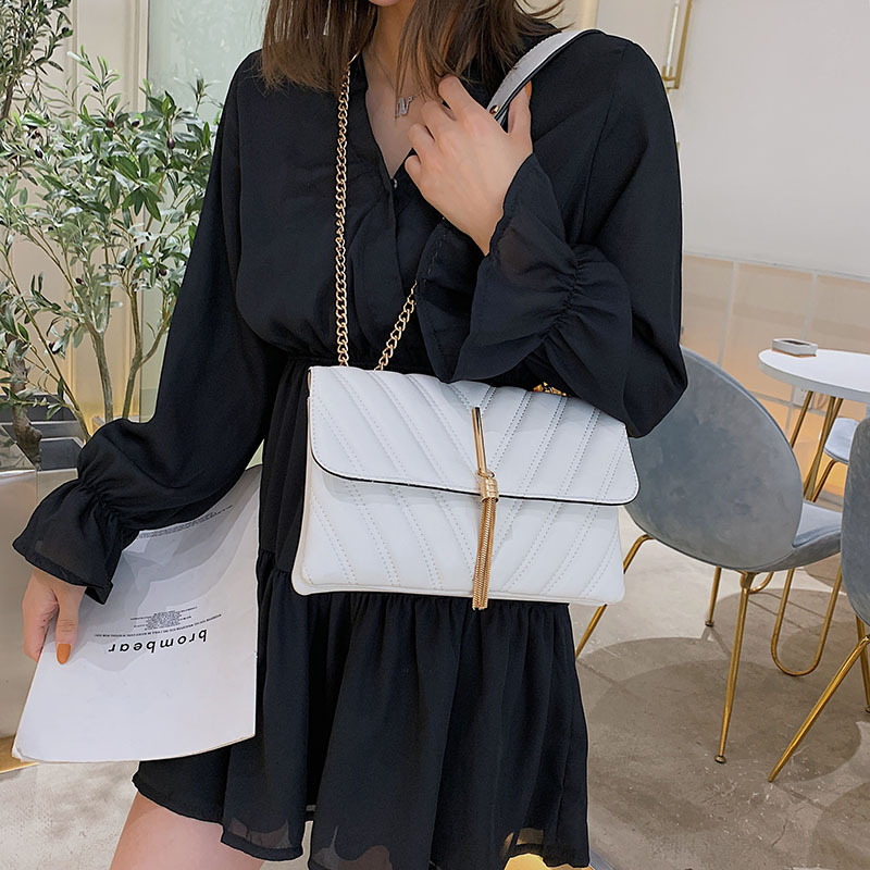 Fashion White Embroidery Line Tassel Shoulder Messenger Bag,Shoulder bags