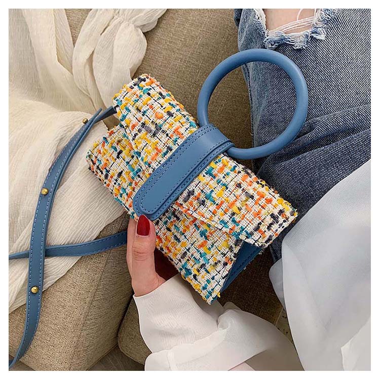 Fashion Blue Ring Hand Strap Messenger Bag,Handbags