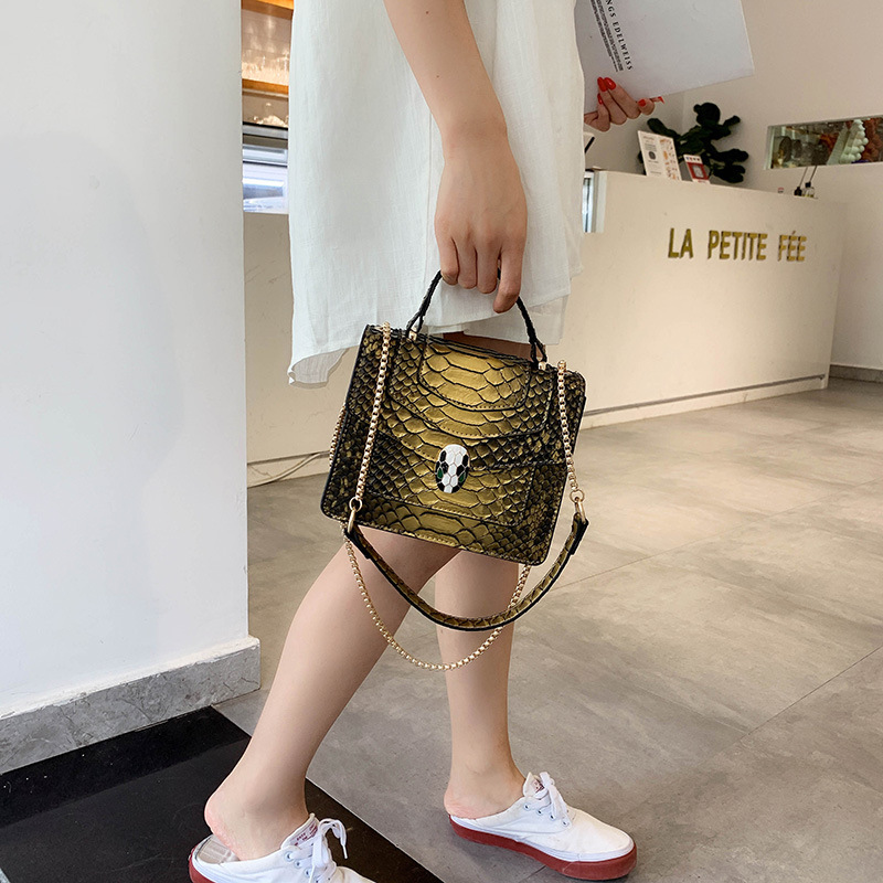 Fashion Yellow Serpentine Shoulder Bag Shoulder Chain Bag,Handbags