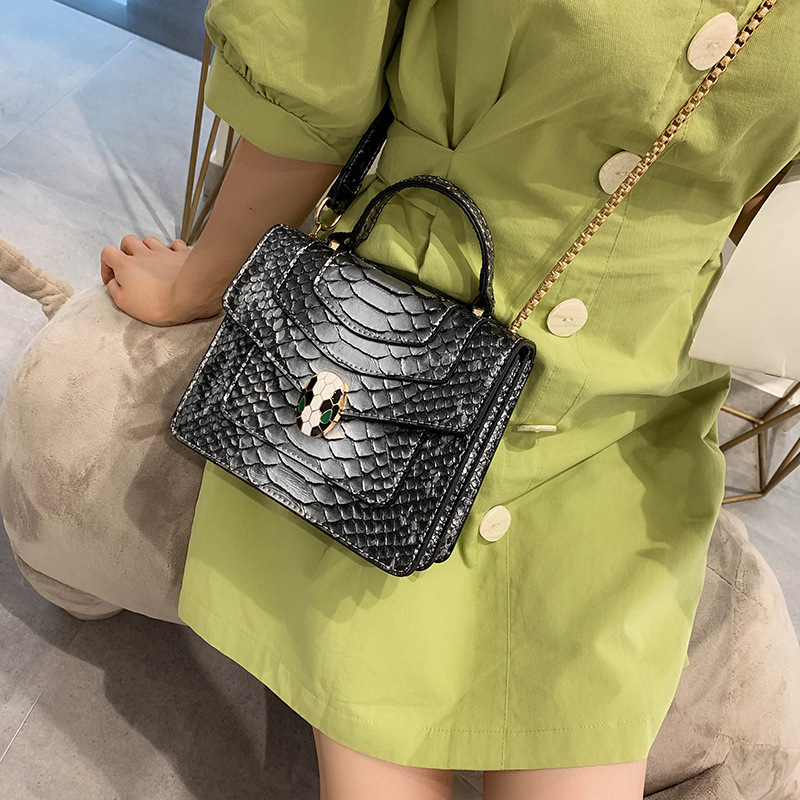 Fashion Black Serpentine Shoulder Bag Shoulder Chain Bag,Handbags