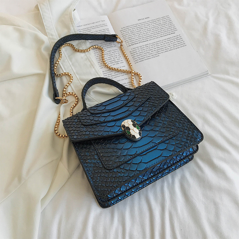 Fashion Blue Serpentine Shoulder Bag Shoulder Chain Bag,Handbags
