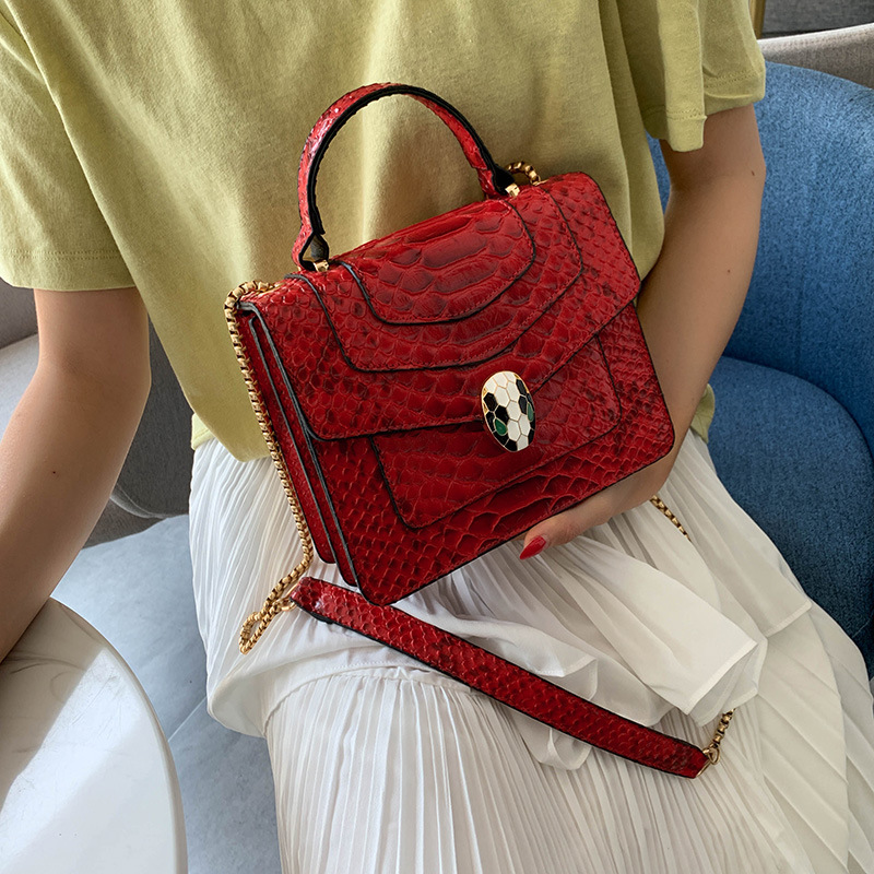 Fashion Red Serpentine Shoulder Bag Shoulder Chain Bag,Handbags