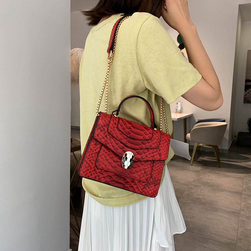 Fashion Red Serpentine Shoulder Bag Shoulder Chain Bag,Handbags