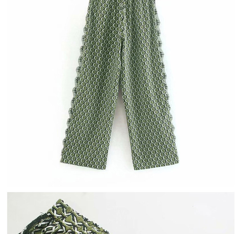 Fashion Green Geometric Printed Lace Wide-leg Pants,Pants