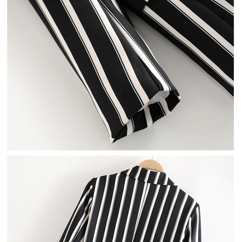 Fashion Black And White Striped Suit,Coat-Jacket