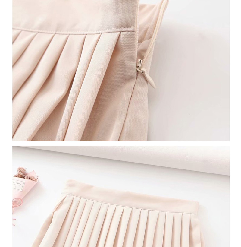 Fashion Apricot Pleated Skirt,Skirts